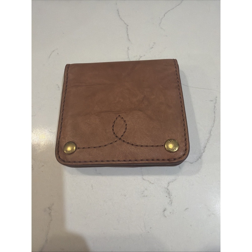 Frye Campus Leather Wallet Snap Bifold Brown Zip Coin Compact Vintage